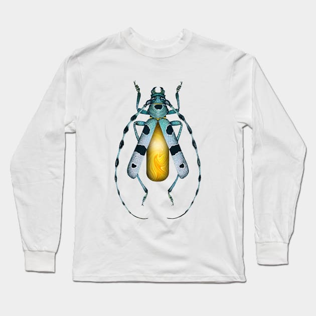 Yellow Agate Beetle Long Sleeve T-Shirt by illucalliart